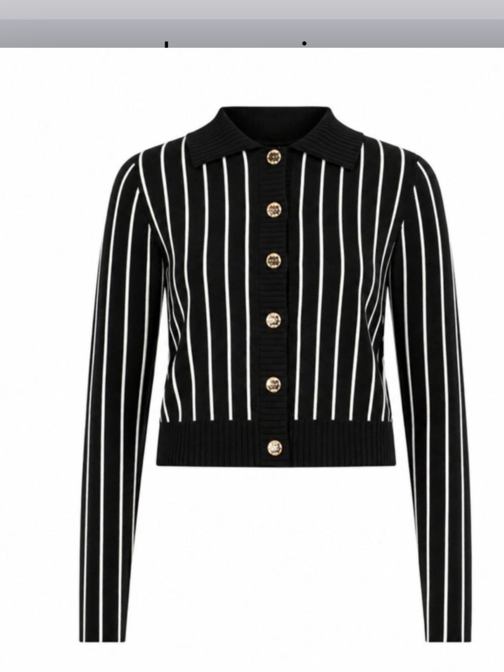 Aleeza Paris Nadine Cardigan NVy & White Striped Button-Front Knit Jacket